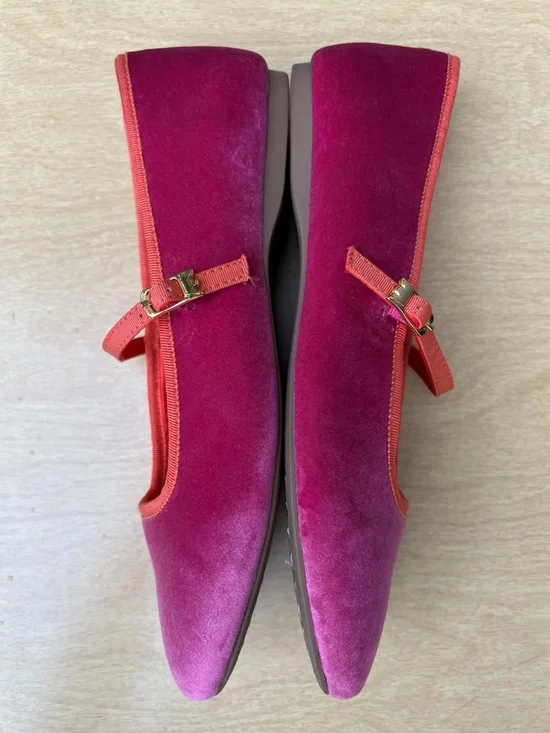 Birdies Hummingbird Velvet Mary Jane Flats In Hot Pink & Orange Sz 8.5 - Picture 11 of 12